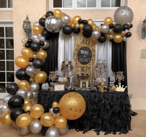 decoracion de fiestas negro y dorado