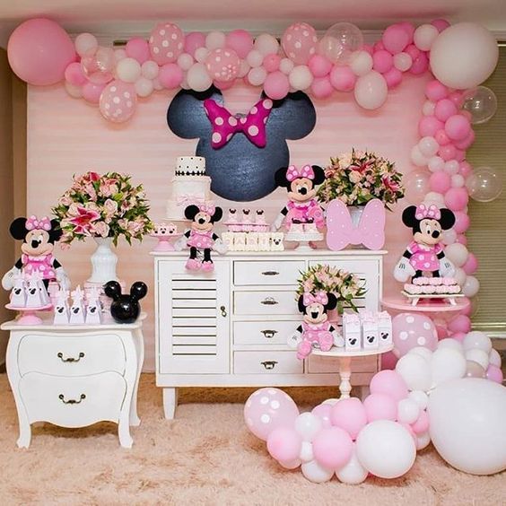 fiesta de minnie mouse rosa dulce