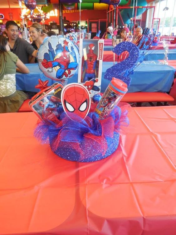 centros de mesa para fiesta tematica de spiderman