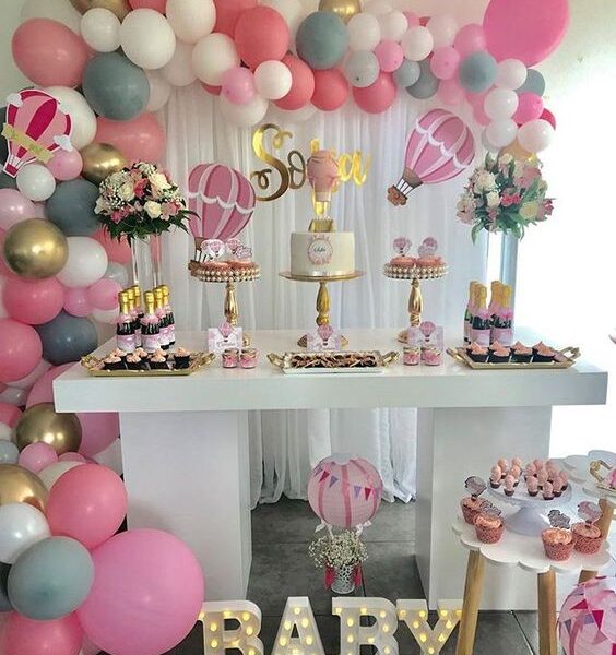 decoracion baby shower niña elegante