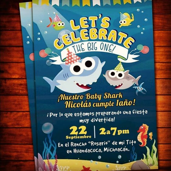invitaciones de baby shark
