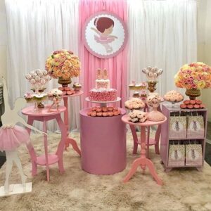 mesa de dulces para fiesta infantil de bailarinas – ballet