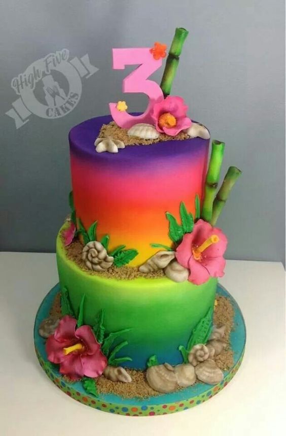 pastel para Fiesta hawaiana