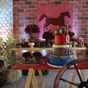 decoracion mesa del pastel 15 tema vaquera