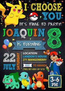 invitaciones para fiesta tematica de pokemon