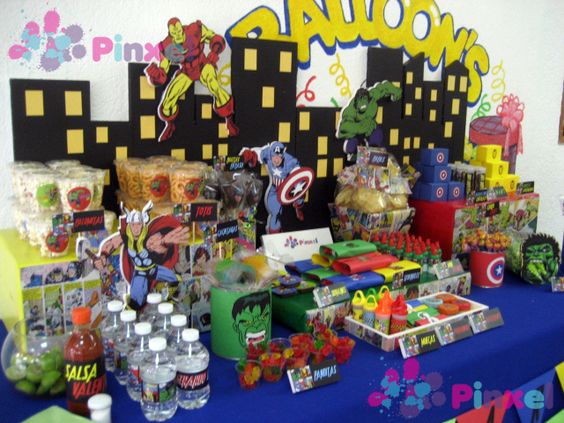 mesa de dulces para fiesta infantil de super heroesmesa de dulces para fiesta infantil de super heroes