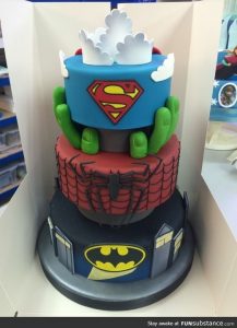 pastel para fiesta infantil de super heroes