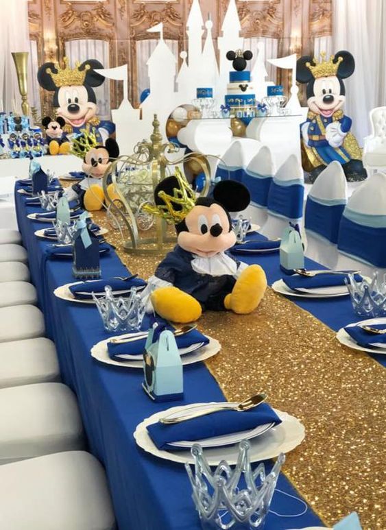 Centros de mesa para cumpleaños de Mickey Mouse príncipe