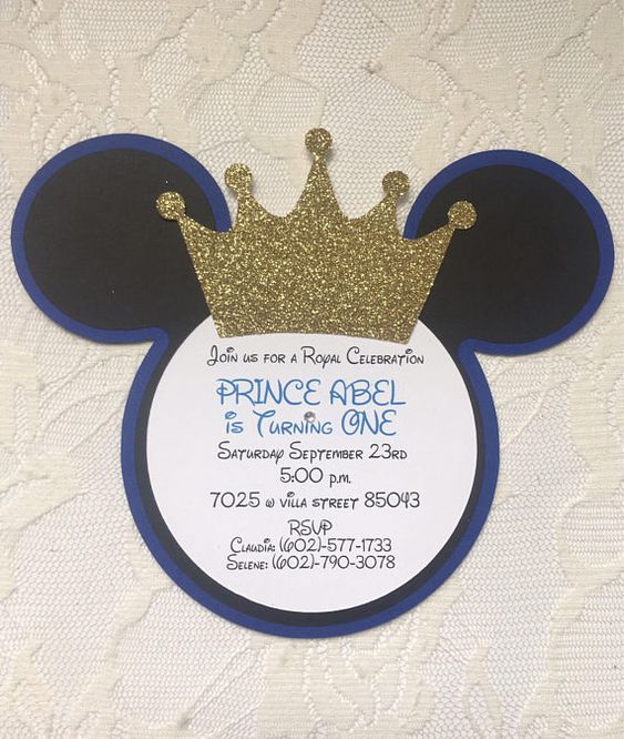 Invitaciones para Fiesta de Mickey Mouse príncipe