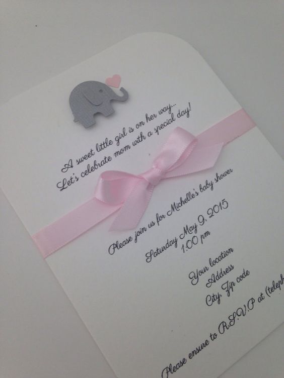 Invitaciones para Baby shower elefante niña