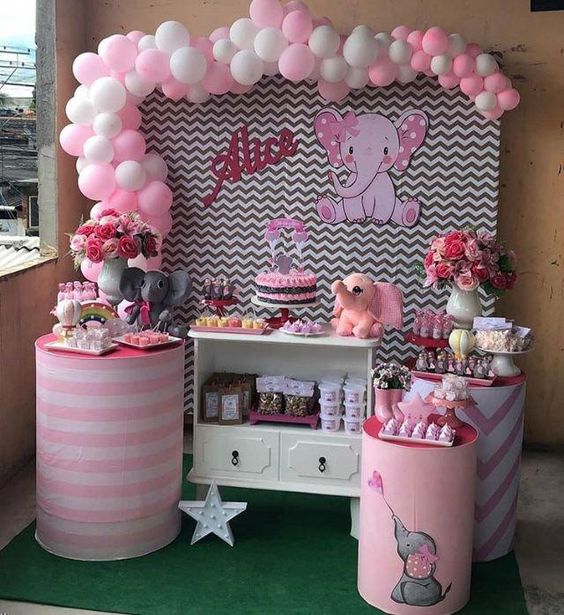 decoracion de elefantes para baby shower niña