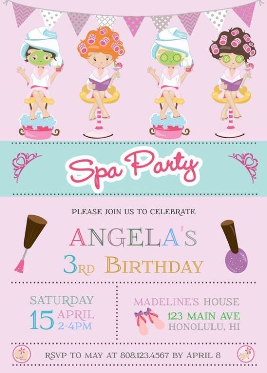invitaciones para fiesta de spa para niñas