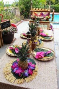 Centros de mesa para fiesta tropical