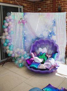 Decoracion con globo para fiesta temática del mar 