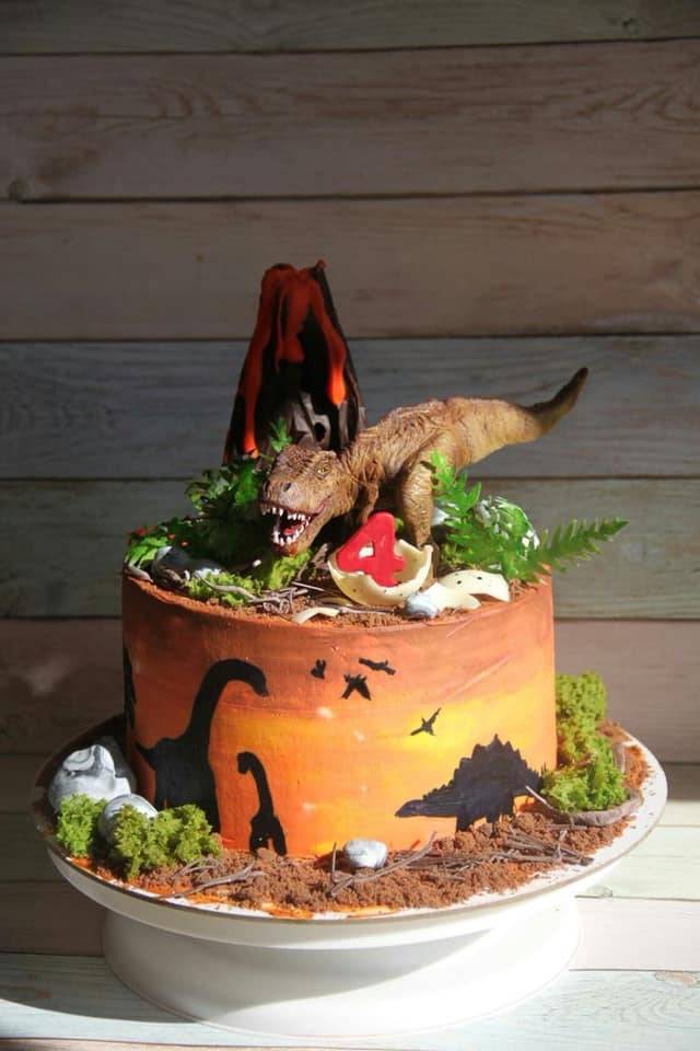 Diseño de pasteles con temática de dinosaurios 