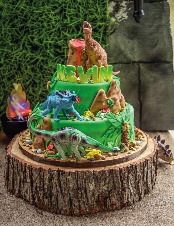 Diseño de pasteles con temática de dinosaurios 