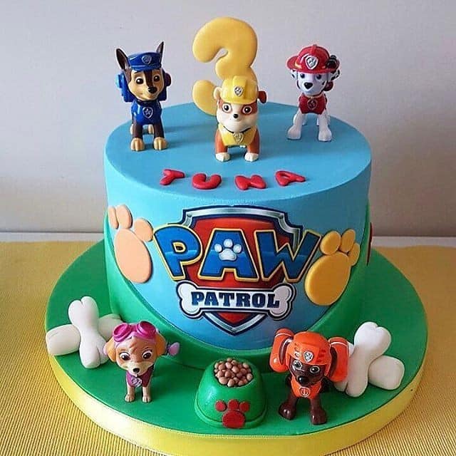 Diseño de pasteles para fiesta de paw patrol 