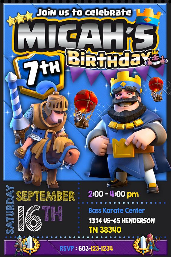 invitaciones para un cumpleaños de clash royale
