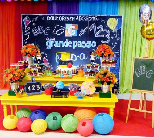 mesa de dulces para clausura de preescolar