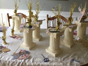 Centros de mesa para una fiesta de la antigua Grecia