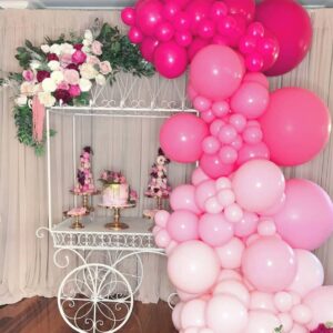 Decoración con globos para baby shower y bautizos color rosa