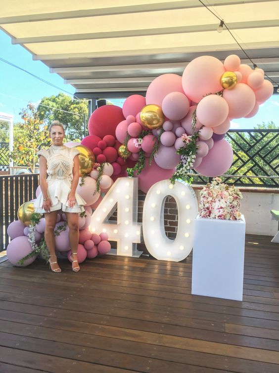 Decoraciones con globos para un festejo de 40