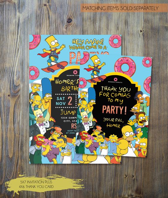 Diseños de invitaciones de los Simpson