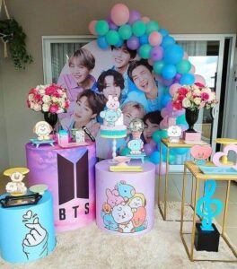 Paleta de colores para decoración de fiesta de BTS