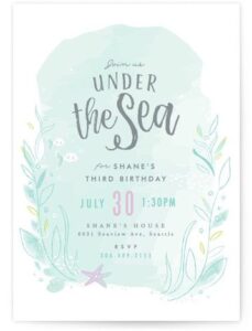 Invitaciones para fiesta con tema bajo el mar